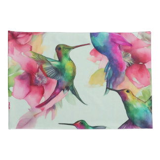 Housse D'oreillers Paire de coques Coussins Floral Humming Bird
