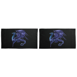 Housse D'oreillers Paire personnalisée des oreillers, DRAGON BLEU Kin