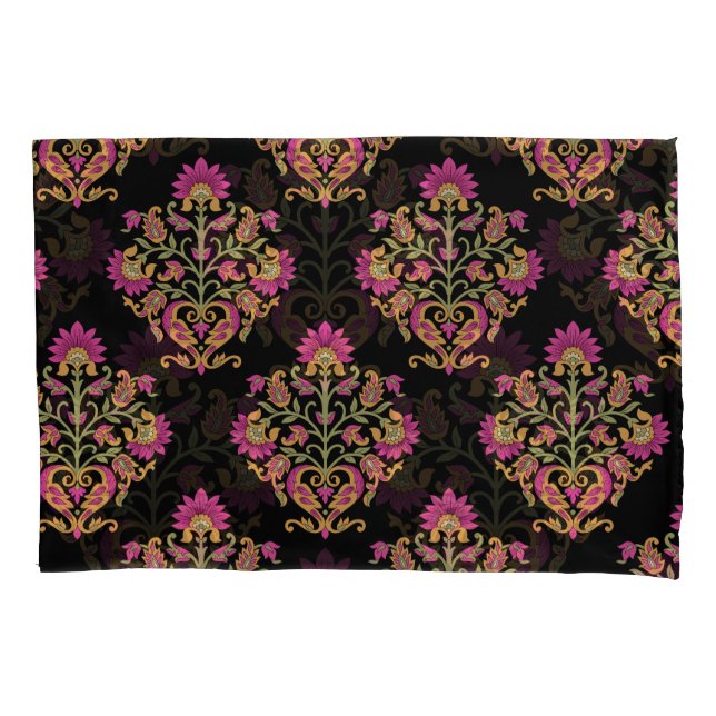 Housse D'oreillers Paisley floral moghol, design sans soudure. (devant)