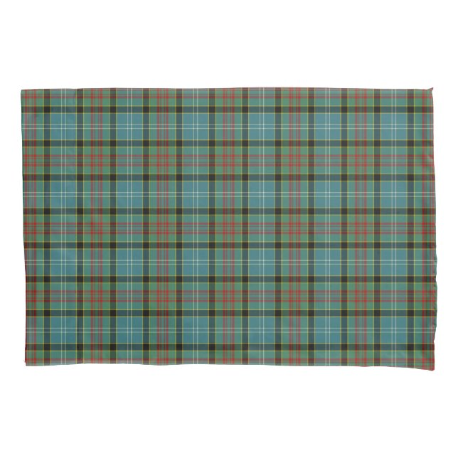 Housse D'oreillers Paisley Scotland District Tartan Turquoise et noir (devant)