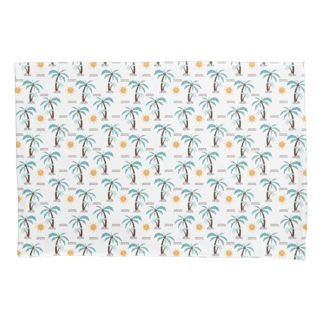 Housse D'oreillers Palmiers tropicaux Sunshine Jaune Turquoise Turquo (devant-gauche)