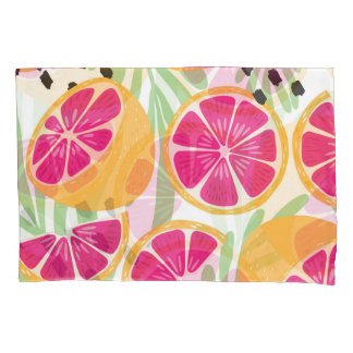 Housse D'oreillers Pamplemousse & Feuilles : Vintage tropical