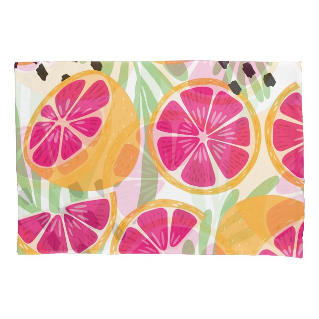 Housse D'oreillers Pamplemousse & Feuilles : Vintage tropical (devant)