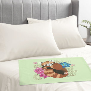 Housse D'oreillers Panda roux Fleurs de lotus Henna