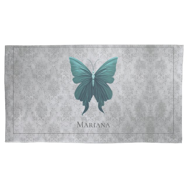 Housse D'oreillers Papillon à bijoux turquoise (devant)