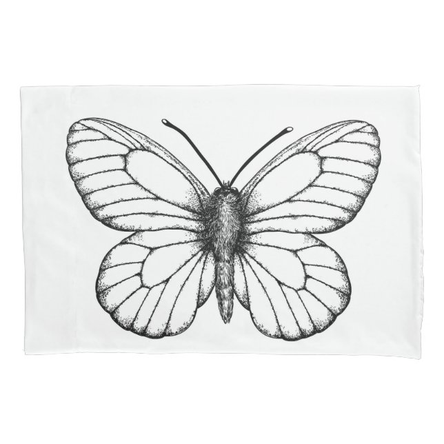 Housse D'oreillers Papillon blanc à veine noire (devant)