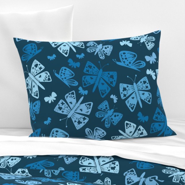 Housse D'oreillers Papillon bleu fantaisiste (Whimsical Blue Butterfly Pillow Case)