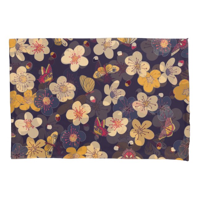 Housse D'oreillers Papillon en fleurs de cerisier asiatique (devant)