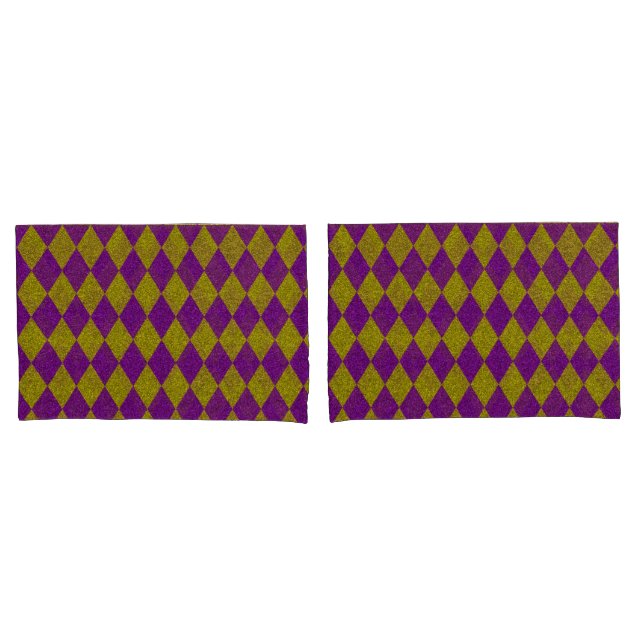 Housse D'oreillers Parties scintillant de diamants violet et or (devant-Set)
