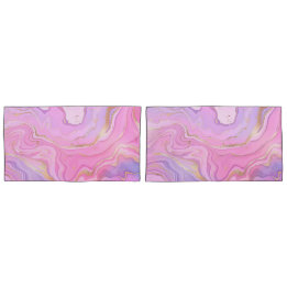 Housse D'oreillers Parties scintillant en marbre rose violet or