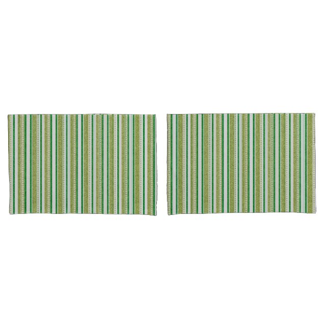 Housse D'oreillers Parties scintillant Green Stripes (devant-Set)