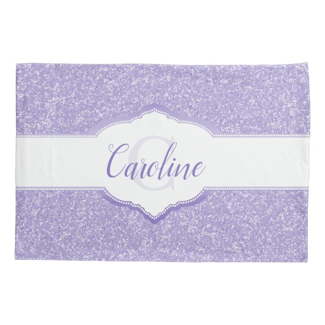 Housse D'oreillers Parties scintillant violet Coussin de  Monogramme  (Dos)