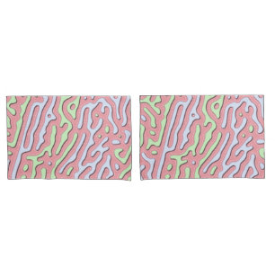 Housse D'oreillers Pastel Kawaii Design Abstrait de Squiggle coloré
