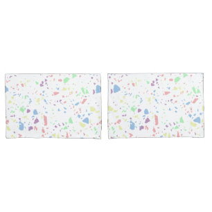 Housse D'oreillers Pastel Rainbow White Abstrait Terrazzo Motif