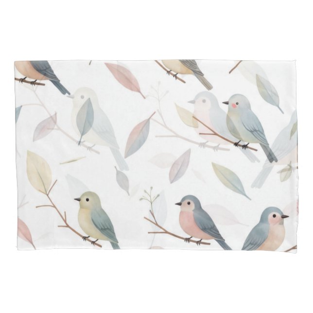 Housse D'oreillers Pastel Songbirds Watercolor Pilcadavre (devant)