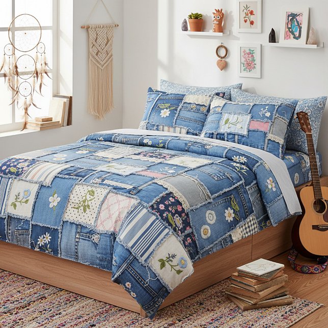 Housse D'oreillers Patchwork Denim (Créateur téléchargé)