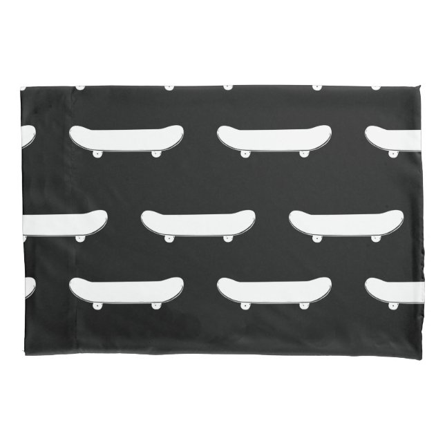 Housse D'oreillers Patinage noir monochrome Patinage urbain (devant)