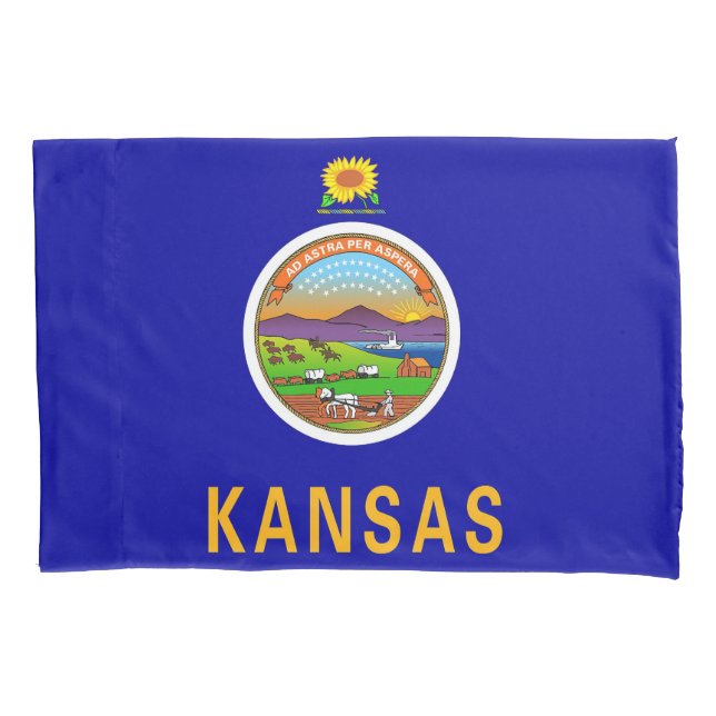 Housse D'oreillers Pavillon Patriotique Single Pillowcase du Kansas,  (devant)