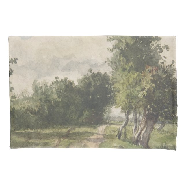 Housse D'oreillers Paysage aquarelle du chemin - Troyon constant (devant)