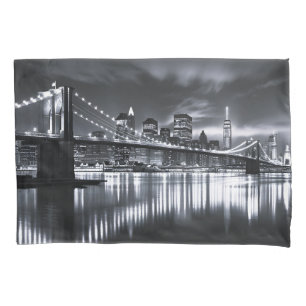 Housse D'oreillers Paysage de New York Pont de Brooklyn Monochrome Nu