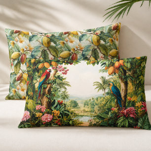 Housse D'oreillers Paysage Tropical Cacao Perroquets Fleur Aquarelle