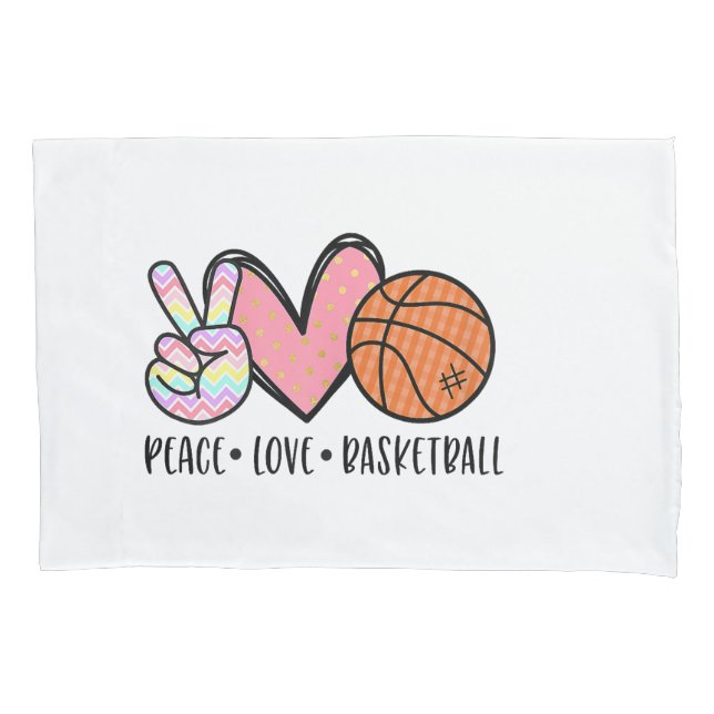 Housse D'oreillers Peace Love Basketball Coeur pour les Ados entre (devant)