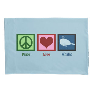 Housse D'oreillers Peace Love Blue Whale mignonne
