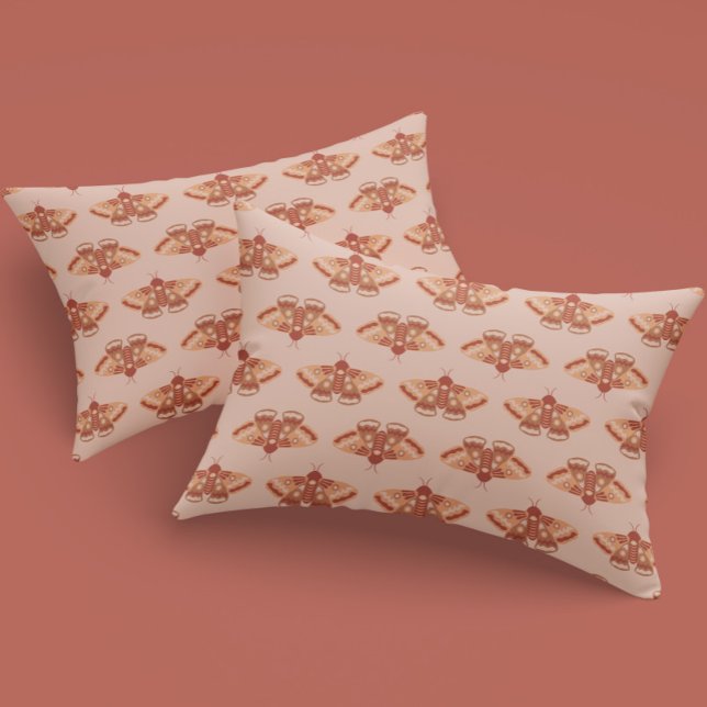 Housse D'oreillers Peachy Retro Moth - Impression répétée délicate (Créateur téléchargé)