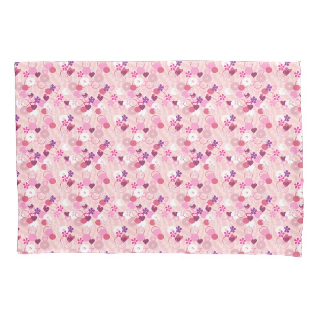 Housse D'oreillers Pearls, Flowers, & Pink (devant)