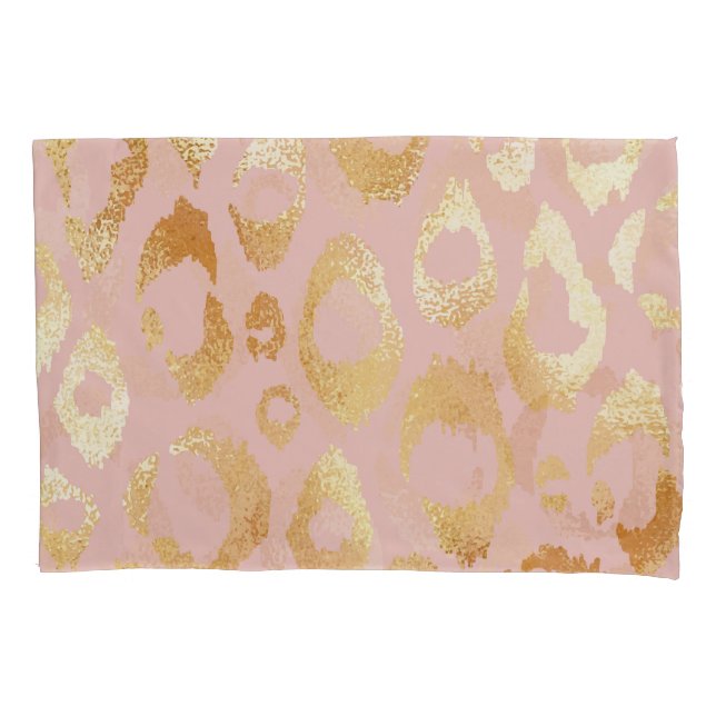 Housse D'oreillers Peau léopard, texture or rose (devant)