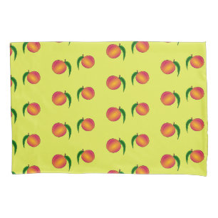 Housse D'oreillers Pêcher le motif de fruits sur le jaune