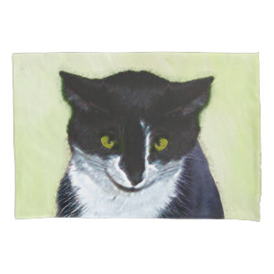 Housse D'oreillers Peinture de chat Tuxedo - Cute Original Cat Art