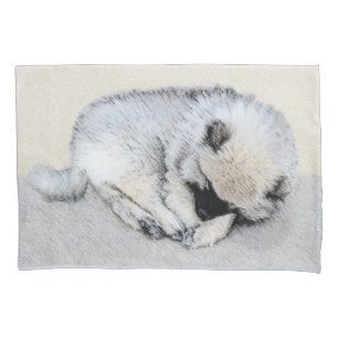 Housse D'oreillers Peinture originale de Chien à chiot dormant