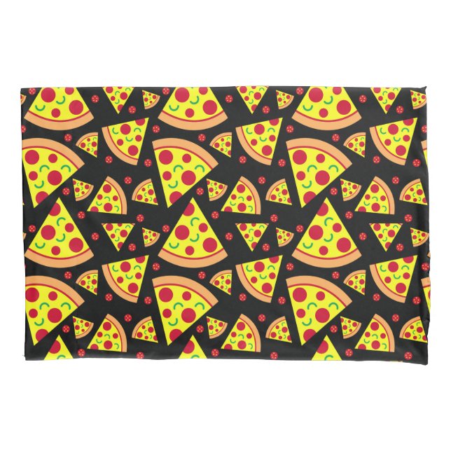 Housse D'oreillers Pepperoni Pizza Slices Garçons Noir et Jaune (devant)
