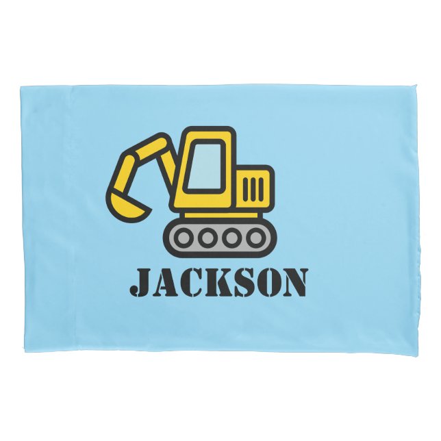 Housse D'oreillers Personalized boy's room excavator pillow case (devant)
