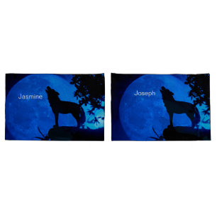 Housse D'oreillers personnalisation noms loup Pillowcase
