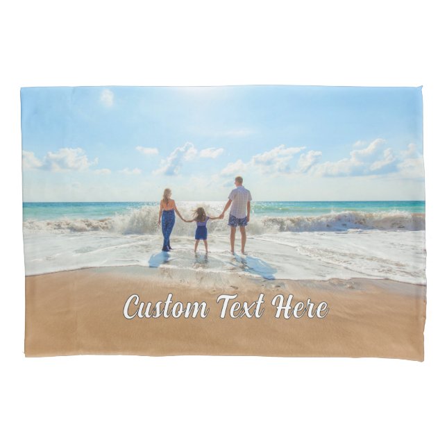 Housse D'oreillers Personnalisé Votre Coque Photo Coussin Texte Perso (devant)