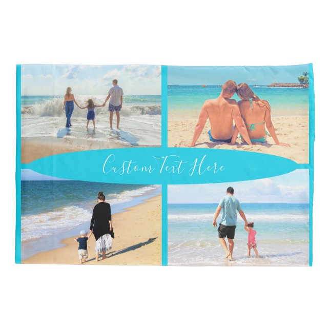 Housse D'oreillers Personnalisez votre photo Collage Coussin Coque av (Dos)