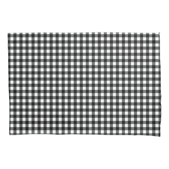 Housse D'oreillers Petite En vichy Classic Vérifier Motif Plaid Noir (devant)