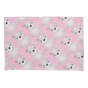 Housse D'oreillers Petite ours Bébé fille rose