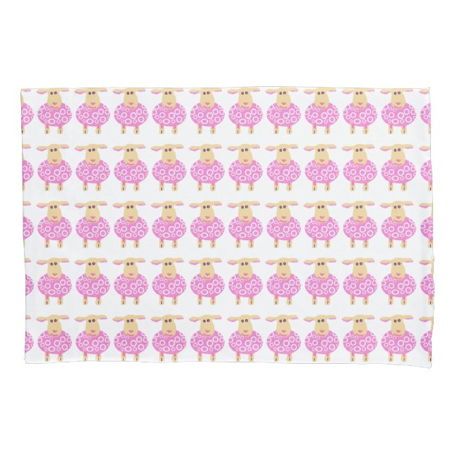 Housse D'oreillers Petits agneaux roses (devant)