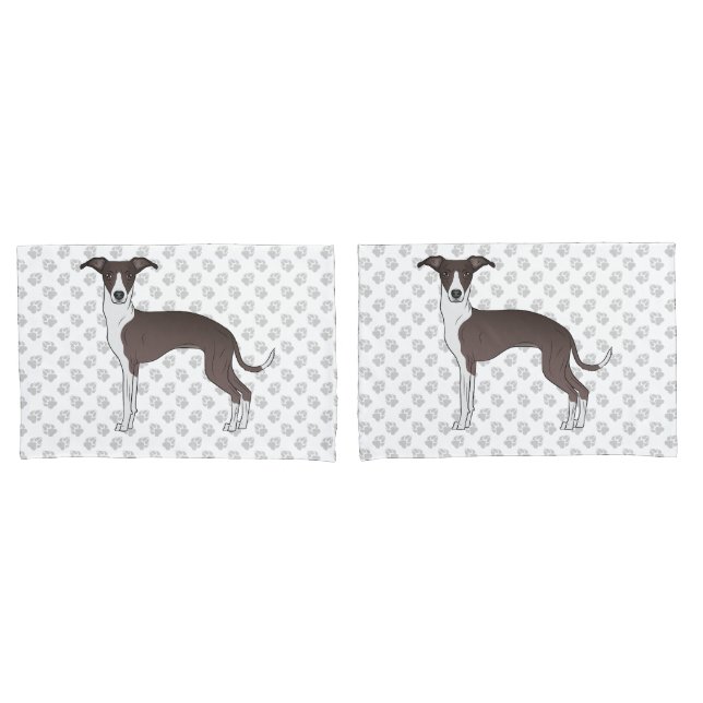 Housse D'oreillers Phoque Et Blanc Italien Greyhound Chien Avec Paws (devant-Set)