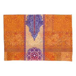 Housse D'oreillers photo d'un motif orange et bleu