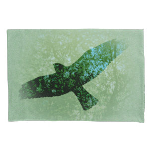 Housse D'oreillers Photo Transparent Flying Black Crow Green Trees