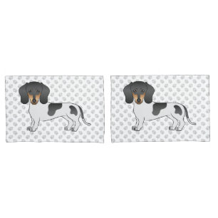 Housse D'oreillers Piebald Noir Et Tan Cheveux Courtes Dachshund & Pâ
