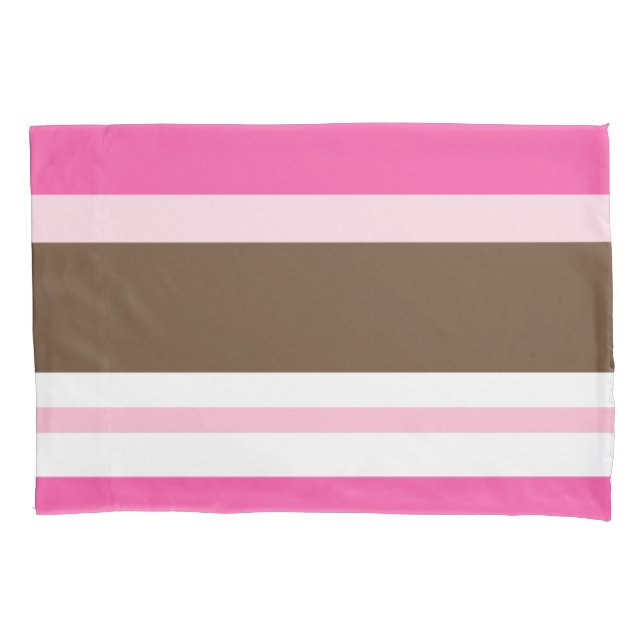 Housse D'oreillers Pillow Case Brown & Pink Stripe (devant)