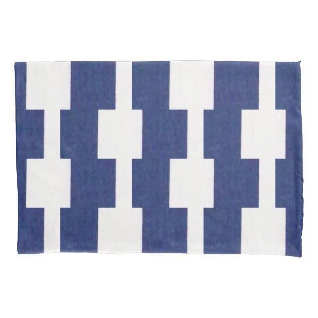 Housse D'oreillers Pillow Case Stripe White and Blue (devant)