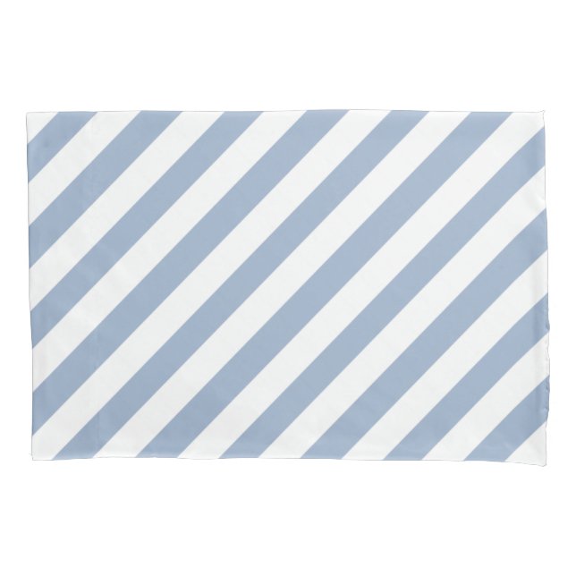 Housse D'oreillers Pillow Case Stripe White and Blue (devant)