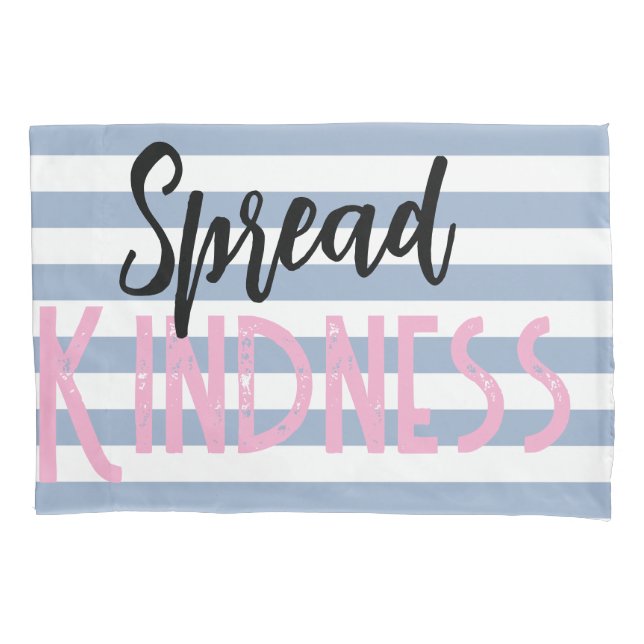 Housse D'oreillers Pillow Case Stripe White and Blue Spread Kindness (devant)