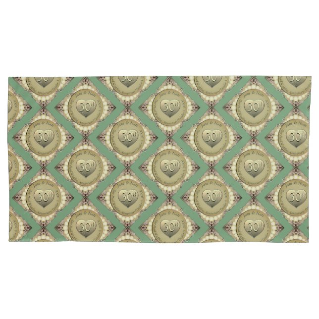 Housse D'oreillers Pillowcase du 12e/30e anniversaire de perles (devant-gauche)